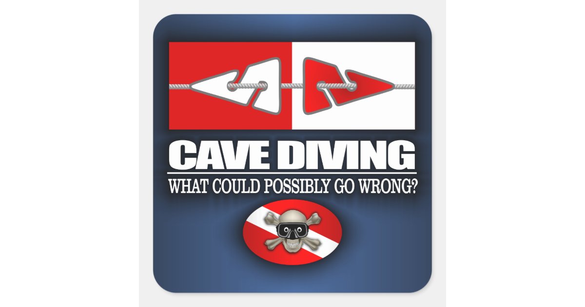 Cave Diving (Line Markers) Square Sticker Zazzle