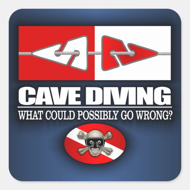 Cave Diving (Line Markers) Square Sticker (Front)