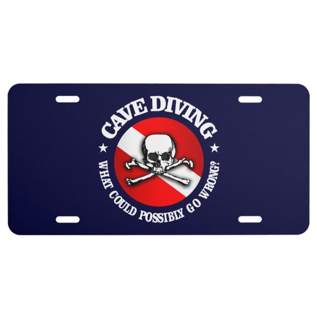 Cave Diving (skull) License Plate (Front)