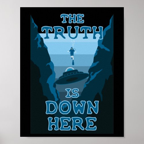 Cave Diving  UFO _ The Truth is Down Here Poster