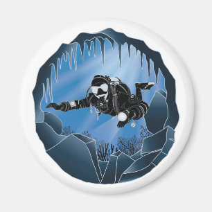 Cave Diving - Underwater Scuba Diver Magnet