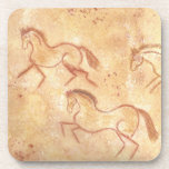 Cave Drawing Painting of Horses Drink Coaster<br><div class="desc">Cave drawing watercolor painting depicting 3 horses galloping,  jumping and bucking.</div>