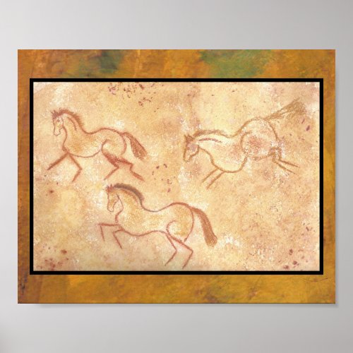 Cave Drawing Painting of Horses Poster