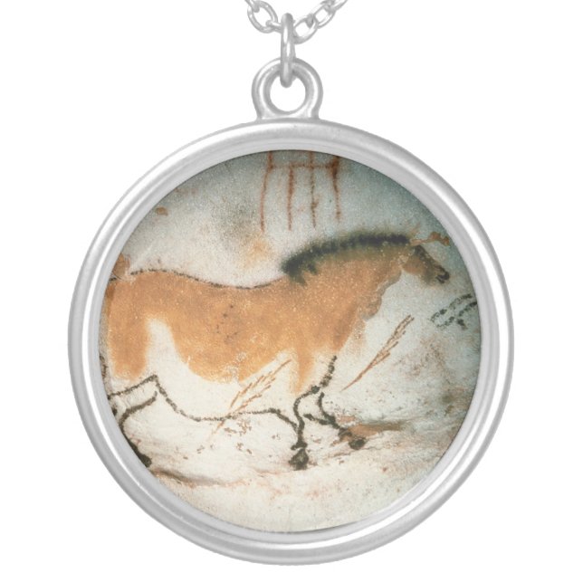 Cave drawings Lascaux French Prehistoric Silver Plated Necklace (Front)
