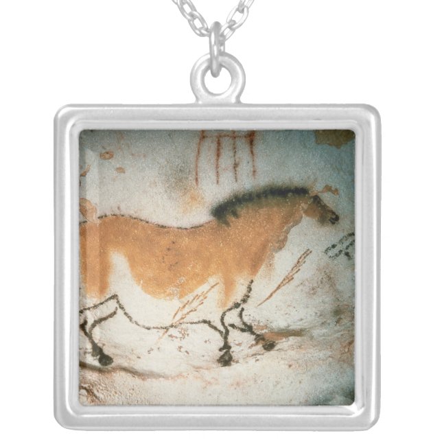 Cave drawings Lascaux French Prehistoric Silver Plated Necklace (Front)