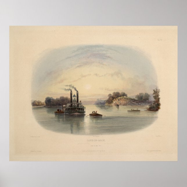 Cave-in-rock, view on the Ohio, Karl Bodmer Print (Front)