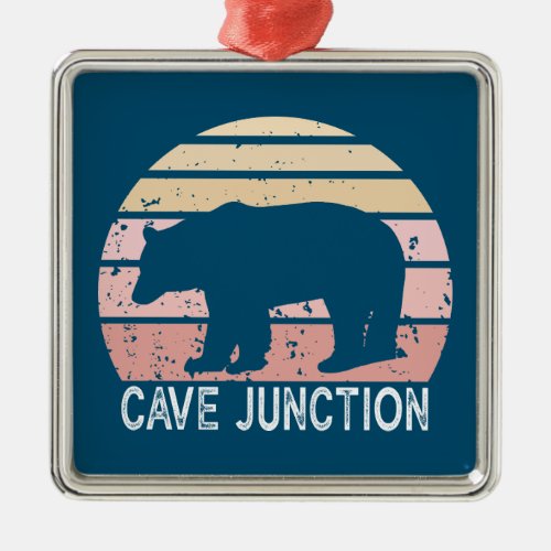 Cave Junction Oregon Retro Bear Metal Ornament