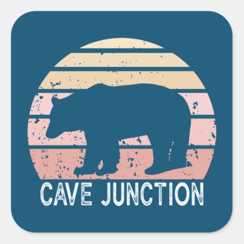 Cave Junction Oregon Retro Bear Square Sticker