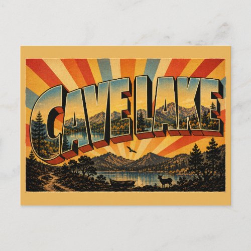 Cave Lake Nevada Alpine Lake Forested Peaks Art Postcard