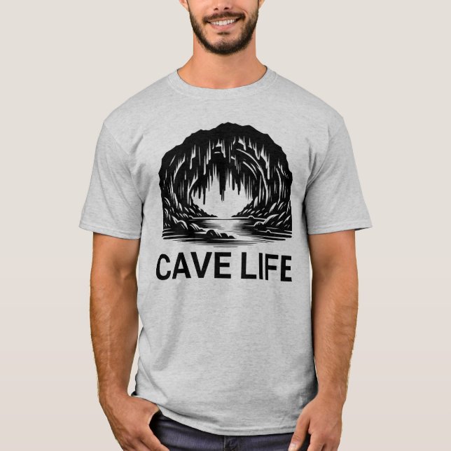 Cave Life Caver Climbing Cave Lovers T-Shirt (Front)