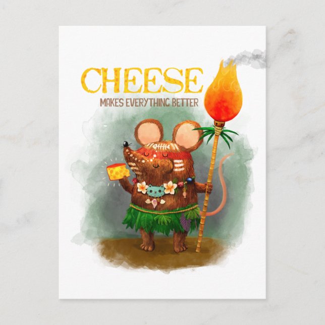 Cave Mouse and Cheese Postcard (Front)