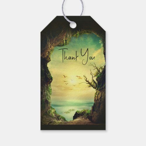 Cave overlooking a Tropical Sea Photo _  Thank You Gift Tags