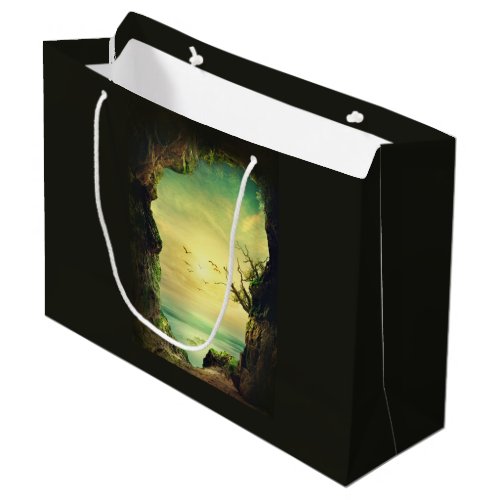 Cave overlooking a Tropical Sea Scenic Photo Large Gift Bag
