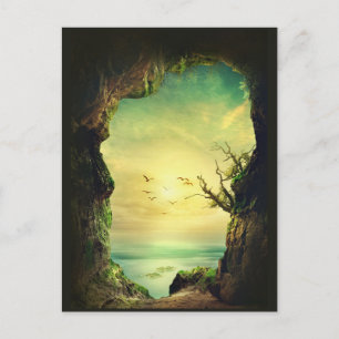 Cave overlooking a Tropical Sea Scenic Photo Postcard