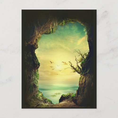 Cave overlooking a Tropical Sea Scenic Photo Postcard