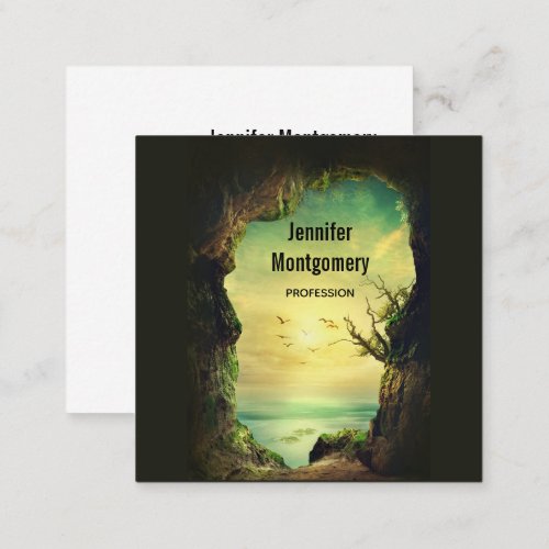 Cave overlooking a Tropical Sea Scenic Photo Square Business Card
