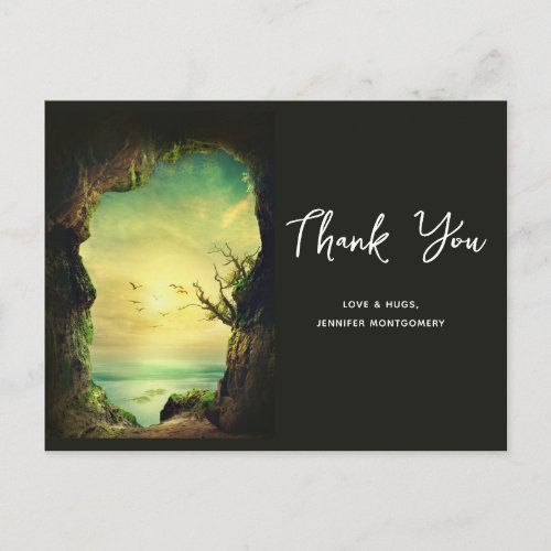 Cave overlooking a Tropical Sea Scenic Thank You Postcard