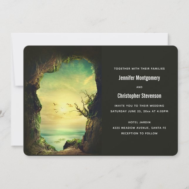 Cave overlooking the Sea Scenic Nature Wedding Invitation (Front)