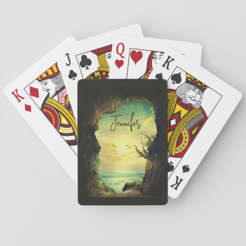 Cave overlooking the Sea Scenic Photo Playing Cards