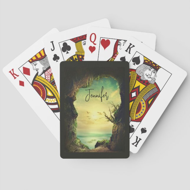 Cave overlooking the Sea Scenic Photo Poker Cards (Back)