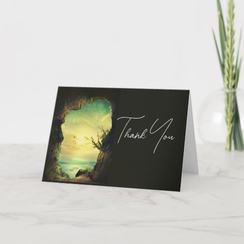 Cave overlooking the Sea Scenic Photo Thank You Card