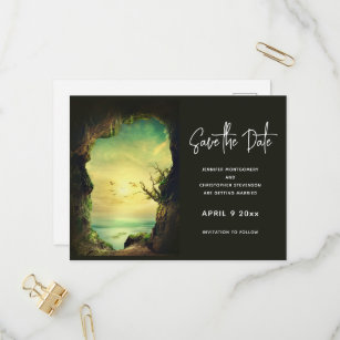 Cave overlooking the Sea Scenic Save the Date Invitation Postcard
