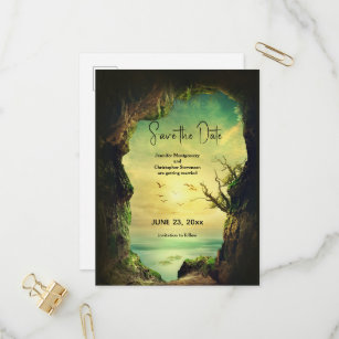 Cave overlooking the Sea Scenic Save the Date Invitation Postcard