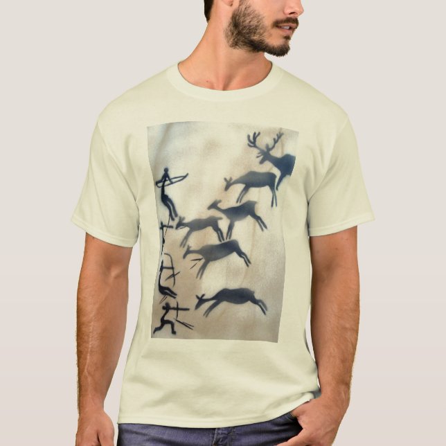 Cave Painting Archers and Deer T-Shirt (Front)