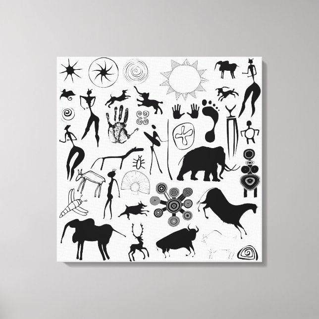 Cave paintings - primeval art canvas print (Front)