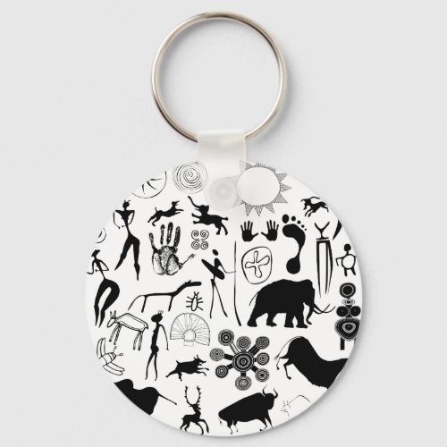 Cave paintings _ primeval art keychain