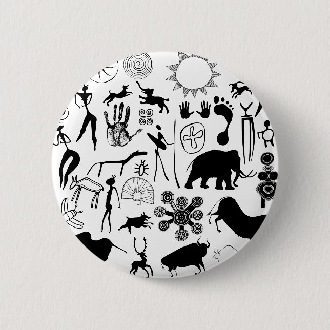 Cave paintings - primeval art pinback button (Front)