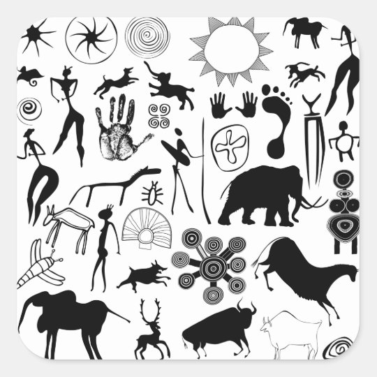 Cave Paintings Primitive Art Square Sticker Zazzle Com   Cave Paintings Primitive Art Square Sticker R361c0b2880ad4ec8a9da883dae821d4b 0ugmc 8byvr 540 