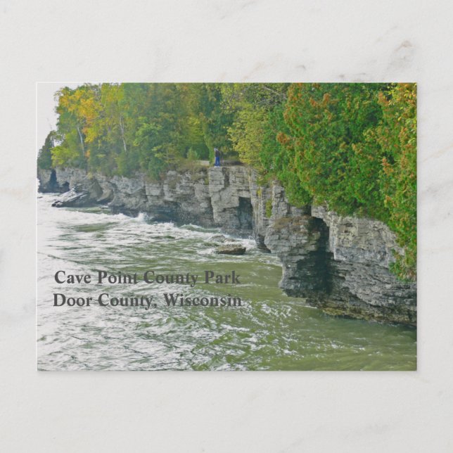"CAVE POINT COUNTY PARK "/ BEAUTIFUL DOOR COUNTY POSTCARD (Front)
