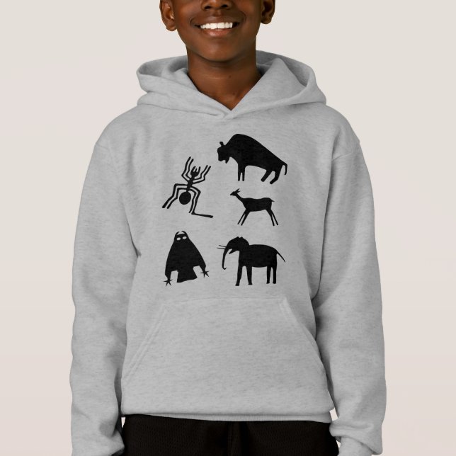 Cave Rock Art - Prehistoric Animals Hoodie (Front)