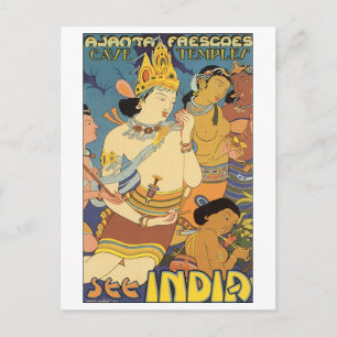 Cave Temples, See India Travel Poster Postcard