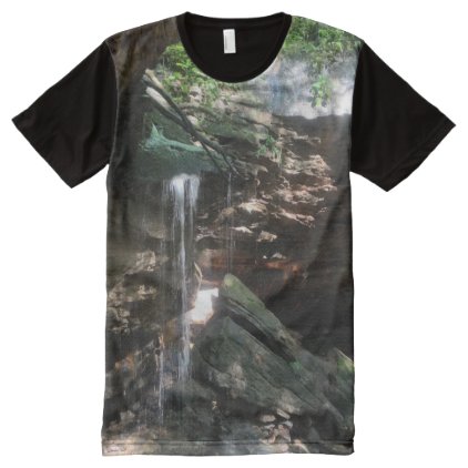 Cave Waterfall All-Over Printed Panel T-Shirt