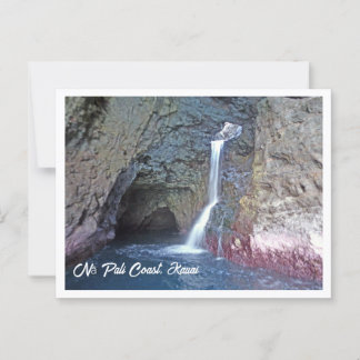 Cave & Waterfall Along NāPali Coast, Kauai Postcard