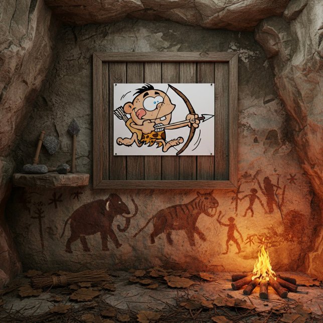 Caveman Archer Funny Prehistoric Bow and Arrow Poster (Creator Uploaded)