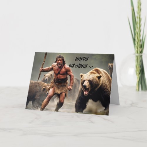 CAVEMAN BIRTHDAY CARD