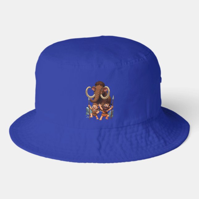 Caveman Dad and Son Mammoth Hunt Bucket Hat (Front)