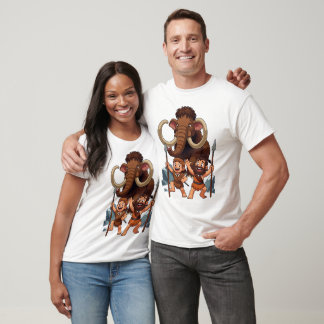 Caveman Dad and Son Mammoth Hunt T-Shirt