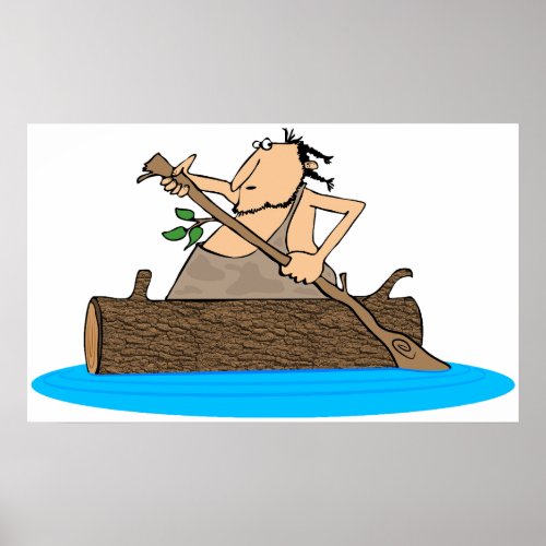 Caveman In A Canoe Poster
