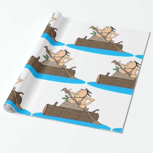 Caveman In A Canoe Wrapping Paper