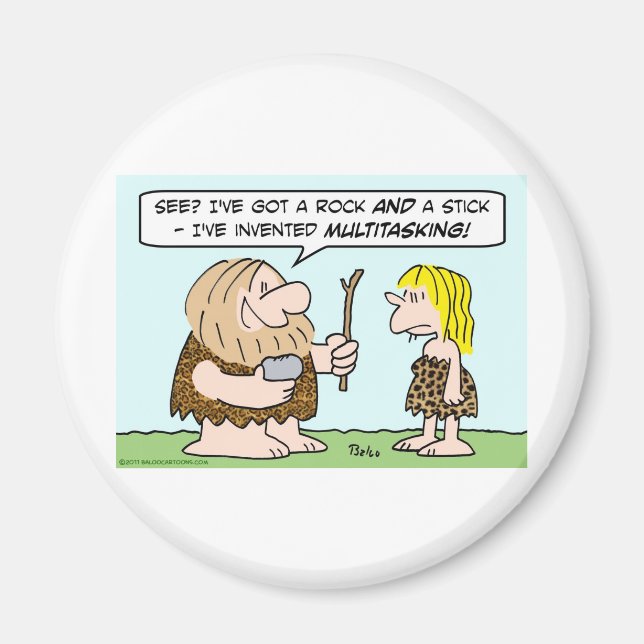 caveman invent multitasking rock stick magnet (Front)