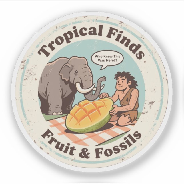 Caveman Mammoth Mango Discovery Sticker (Front)