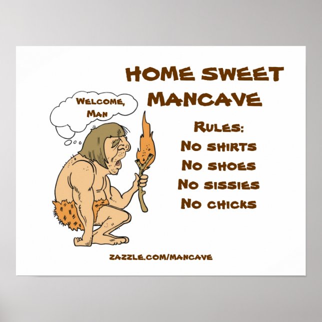 Caveman Mancave Rules Poster (Front)