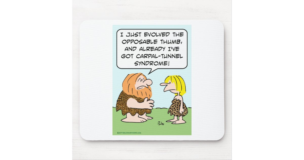caveman opposable thumb carpal-tunnel syndrome mouse pad | Zazzle