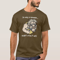 Caveman!  Text!  Adult dark shirt!
