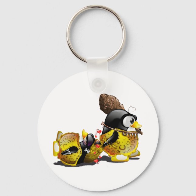 Caveman Tux in Love Keychain (Front)