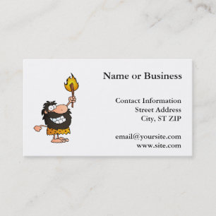 Caveman with Torch BBQ Business Card